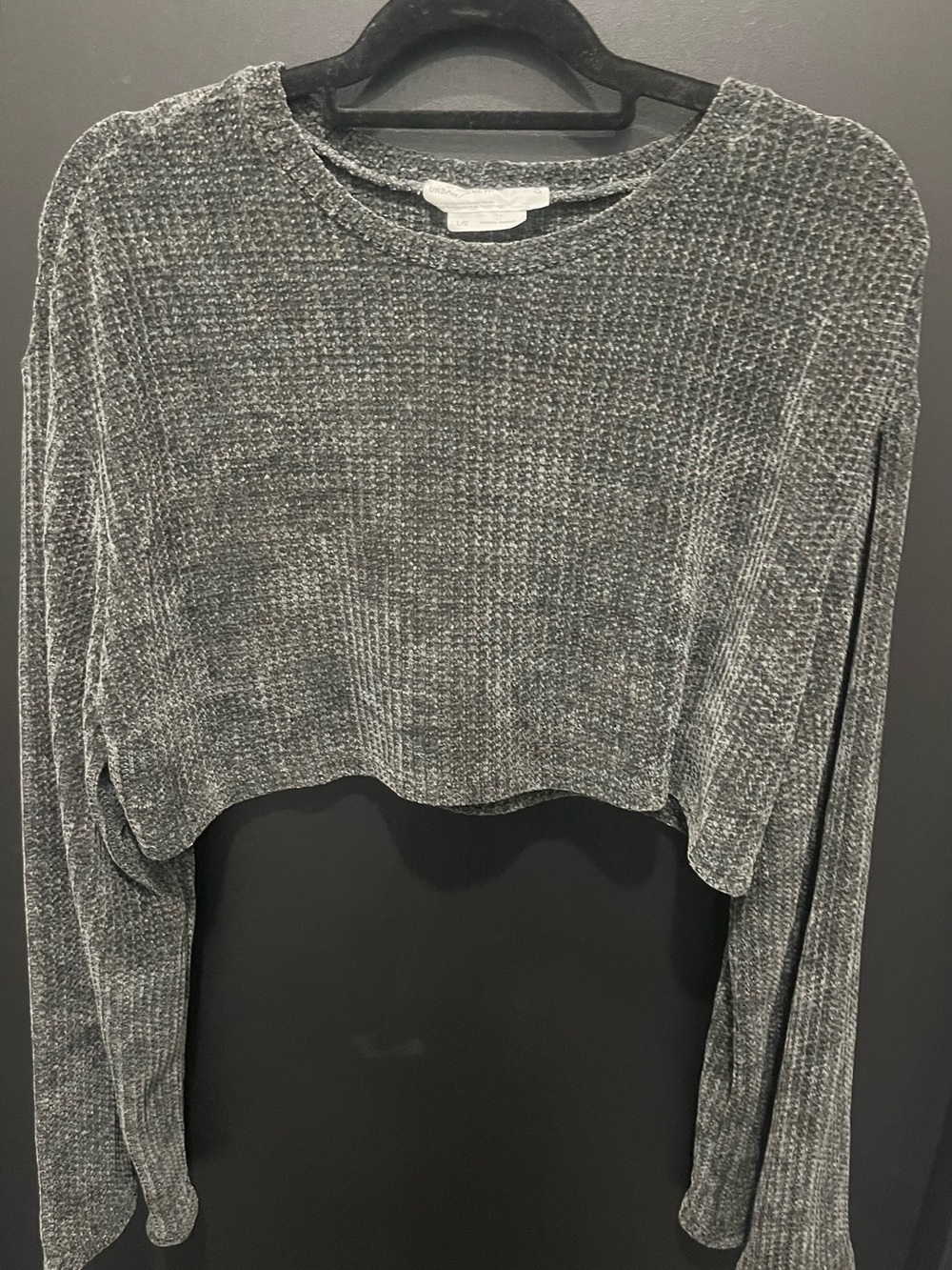 Urban Renewal Dark Heather Gray Soft Waffle Knit Cropped Top